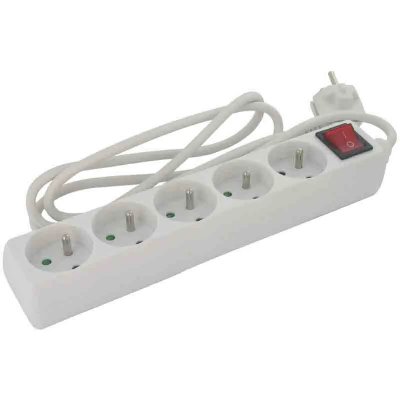 DHOME Bloc multiprise standard 3g 1mm&sup2; avec interrupteur 5 x 2p+t 1,50