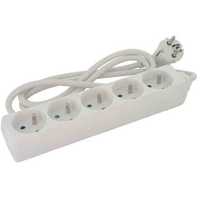 DHOME Bloc multiprise standard 3g 1mm&sup2; sans interrupteur 5 x 2p+t 1,50