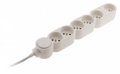 ZENITECH Bloc multiprises 6 prises 16A avec interrupteur &eacute;quip&eacute; d'une fiche extraplate blanc
