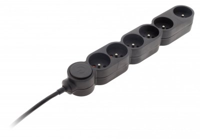 ZENITECH Bloc multiprises 6 prises 16A avec interrupteur &eacute;quip&eacute; d'une fiche extraplate noir