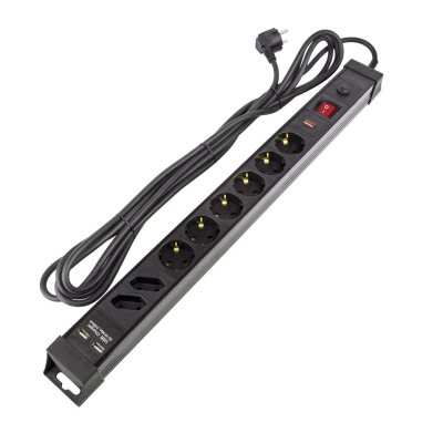 LEDKIA Bloc Multiprises 6 Prises 5m Protecteur de Surtensions 2USB