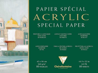 CLAIREFONTAINE Bloc papier sp&eacute;cial Acrylique 30x40 cm 10 feuilles 360g 