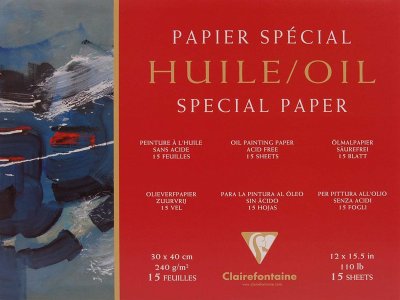 CLAIREFONTAINE Bloc papier Sp&eacute;cial Huile 30x40 cm 15 feuilles 240g 