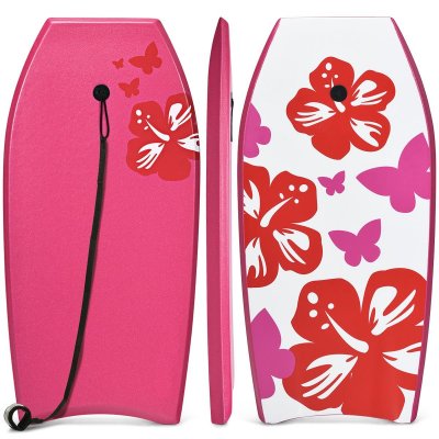 COSTWAY Bodyboard -  - Planche De Surf 41" Xpe Imprim&eacute; Fleur Rose - Charge 85kg