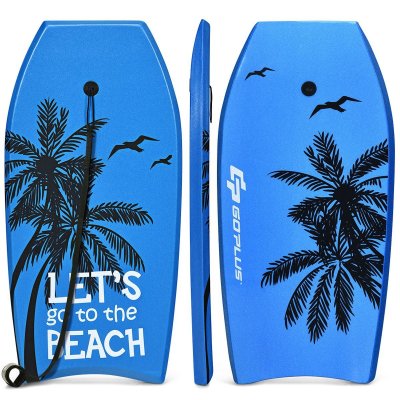  Bodyboard COSTWAY - Planche de Surf en XPE Imprim&eacute; Cocotier Bleu - Charge 85KG - 105x51x6CM