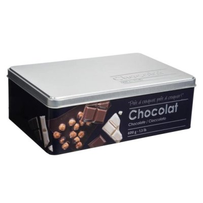 5 FIVE SIMPLY SMART Boite alimentaire - Relief II - tablette de chocolat - 20.2 x 13.2 x 6.7 cm - Fer et &eacute;tain - Noir