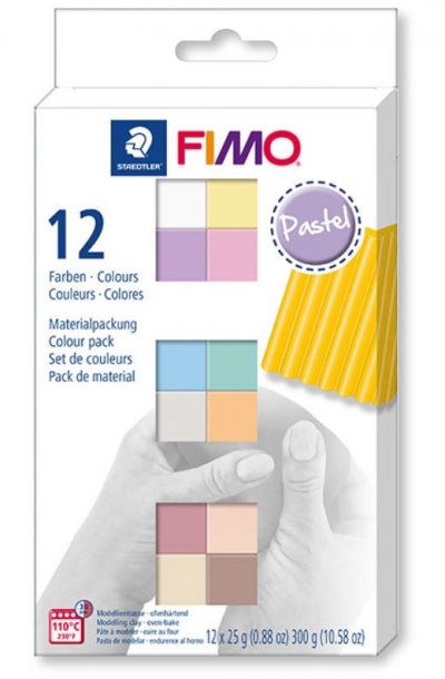 GRAINE CREATIVE Bo&icirc;te de 12 pains Graine Cr&eacute;ative 25g Fimo Soft PASTEL assortis