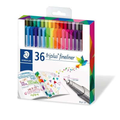 STAEDTLER Boite de 36 Feutre Triplus Fineliner 0,3 mm couleurs brillantes