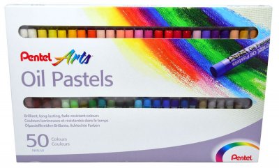 PENTEL Bo&icirc;te de 50 pastels &agrave; l'huile  diam&egrave;tre 8 mm