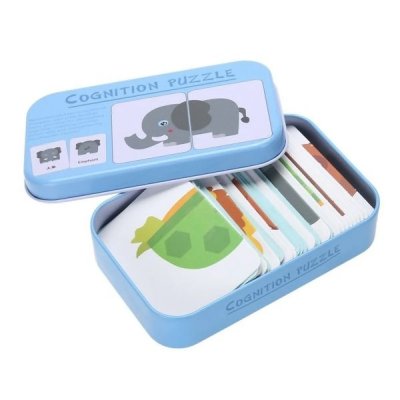 TOTALCADEAU Bo&icirc;te de jeu de cartes puzzle &agrave; assembler animaux jeu Montessori 