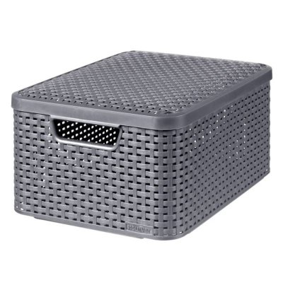 CURVER Bo&icirc;te de rangement avec couvercle Style M 18L Argent&eacute; m&eacute;tallis&eacute;