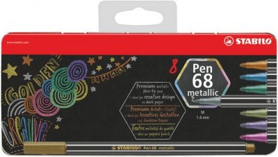 STABILO Bo&icirc;te m&eacute;tal x 8 feutres m&eacute;tallis&eacute;s  Pen 68 metallic