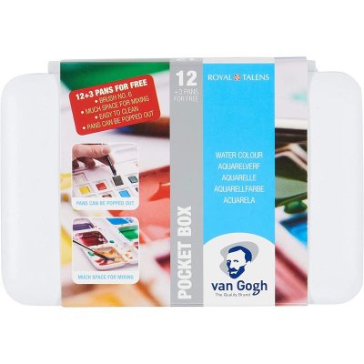 TALENS Bo&icirc;te peinture aquarelle Van Gogh Pocket Box 12 godets + 3