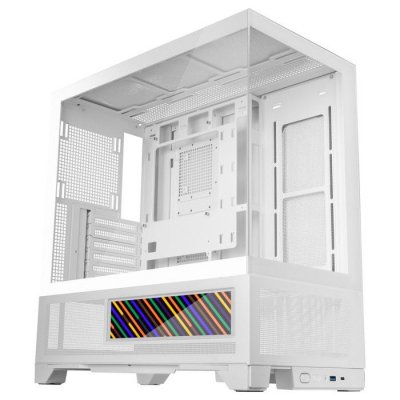 MARS GAMING Bo&icirc;tier Gaming  MC-LCDX ATX &Eacute;cran IPS 916 Verre Tremp&eacute; Double Chambre Mesh Blanc