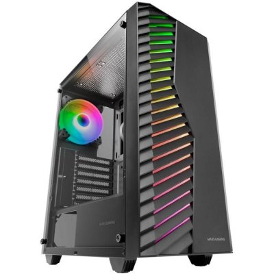 MARS GAMING Boitier Moyen Tour ATX MC-Volt RGB avec panneau vitr&eacute; (Noir)