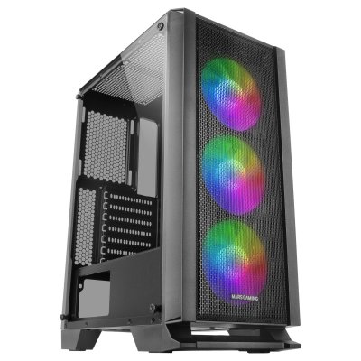 MARS GAMING Bo&icirc;tier PC ATX MC-C Noir Panneau Metal-Mesh 3 Ventilateurs FRGB 12cm