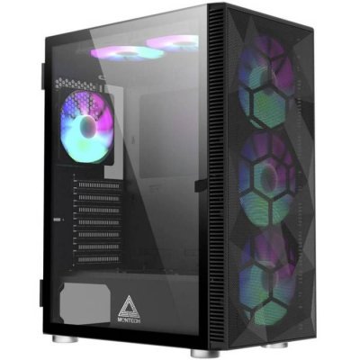 MONTECH Bo&icirc;tier PC ATX moyenne tour X3 Mesh en verre tremp&eacute; - Noir