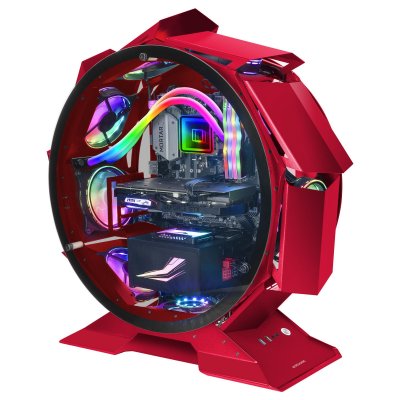 MARS GAMING Bo&icirc;tier PC Gaming MicroATX XL MCORB Rouge Design Circulaire Custom Double Vitrage Tremp&eacute;