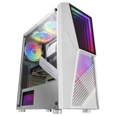 MARS GAMING Boitier PC MC777 Infinity Mirror ARGB verre tremp&eacute; USB 3.0 Blanc