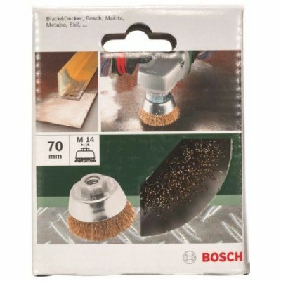 BOSCH  2609256500 Brosse Boisseau M14 Fils Ondul&eacute;s Laitonn&eacute;s 100 Mm