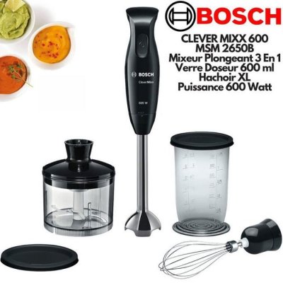 BOSCH  CleverMixx MSM2650B - Mixeur &agrave; main - 600 Watt - noir/anthracite