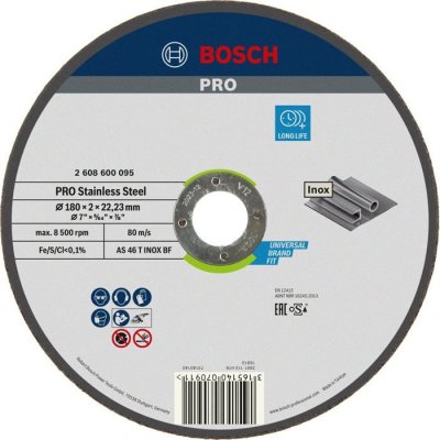 BOSCH  Expert Inox Straight 180x2 Mm Metal Disk Noir