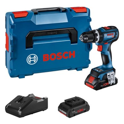 BOSCH  Gsb18v-90c+2x4.0ah Pc+gal18v-40+l-boxx Como Hammer Drill Argent&eacute;