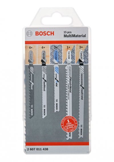 BOSCH  Lames de scie sauteuse, Multi Material-Pack, 15-pce - 2607011438