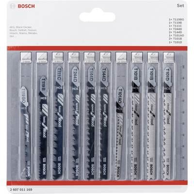 BOSCH  Lames de scie sauteuse Wood, set de 10 pi&egrave;ces - 2607011169