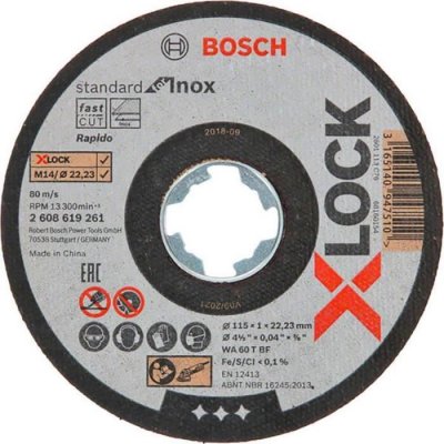BOSCH  X-lock Std Inox Metal Cutting Disc 115x1 Mm Clair