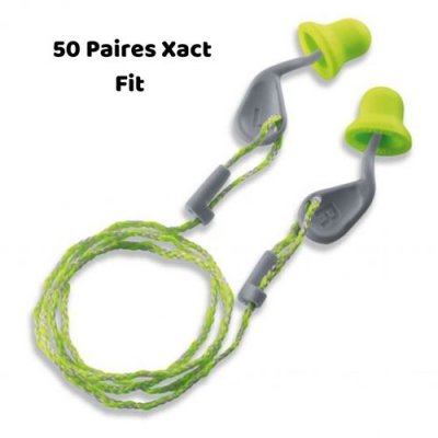 UVEX Bouchons d'oreille Xact-fit &agrave; Usage Unique, avec Cordon, 50 Paires