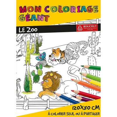  Bouchut 29280 COLORIAGES GEANTS LE ZOO 80 x 120 cm, White