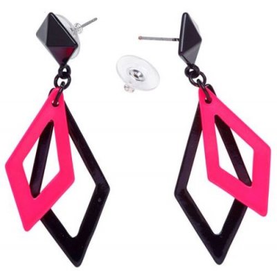 WIDMANN Boucles d'oreille losange noir et rose fluo (la paire)