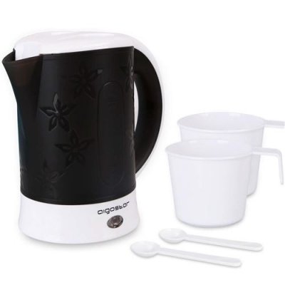 AIGOSTAR Bouilloire de voyage  Cooltravel - 0.6L, sans BPA, tasses et cuill&egrave;res incluses