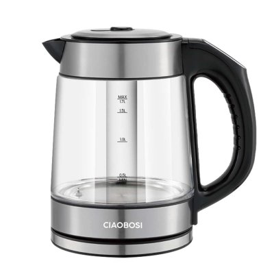 AVIZAR Bouilloire Electrique 1.7L 2000W Verre Borosilicate avec R&eacute;glage de Temp&eacute;rature Transparent