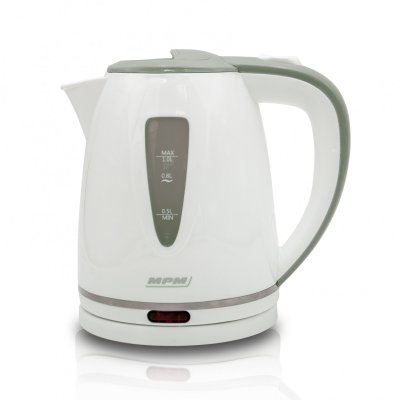 MPM Bouilloire &eacute;lectrique 1 litre, sans BPA, r&eacute;sistance cach&eacute;e sans fil 360&ordm;, , MCZ-64, 1200, Blanc
