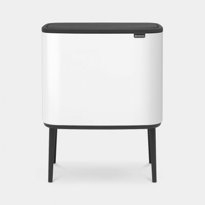 BRABANTIA  313523 Poubelle, Acier Inoxydable, Blanc, 31.5 x 54 x 68 cm