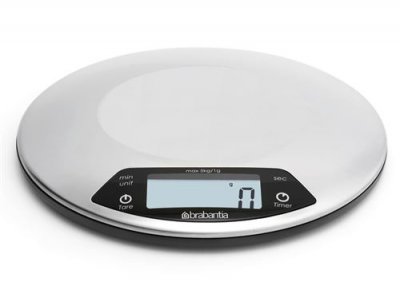 BRABANTIA  Balance de cuisine digitale - Matt Steel - 2,3 x 20 cm rond