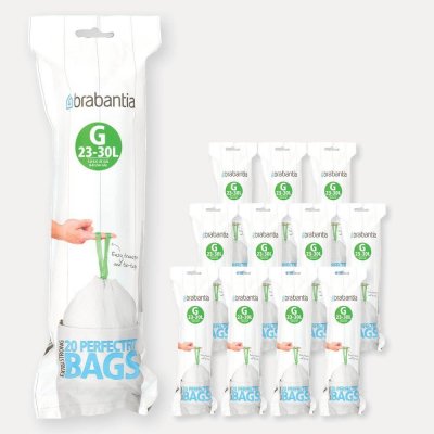 BRABANTIA  Lot de 12 rouleaux de 20 sacs poubelle Type G 30 l