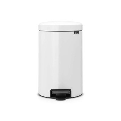BRABANTIA  Poubelle &agrave; p&eacute;dale 12 L NewICon Blanc seau m&eacute;tal 113864