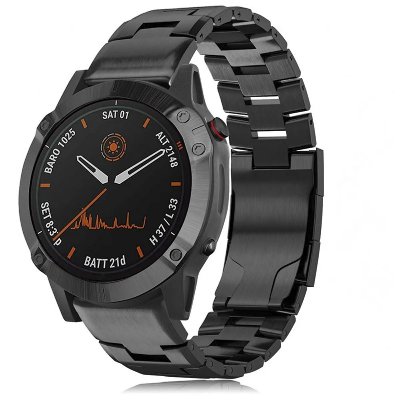 INF Bracelet De Montre En Titane Pour Garmin Fenix 7x/6x/5x - 26 Mm, Noir