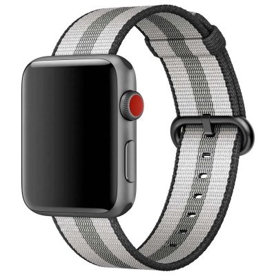 Bracelet en nylon tress&eacute; Apple Watch Series 1 t/m 11 / SE / Ultra (44/45/46/49 mm) - Black Stripe