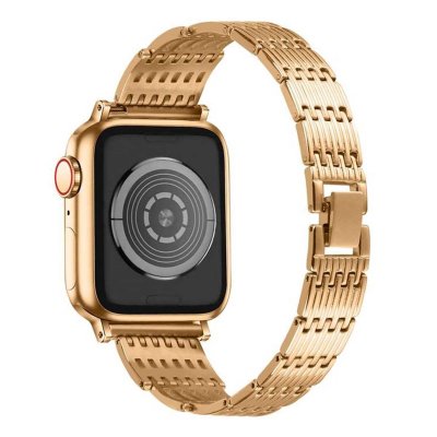 AVIZAR Bracelet pour Apple Watch 42/44/45mm en acier inoxydable Strass Dor&eacute;e