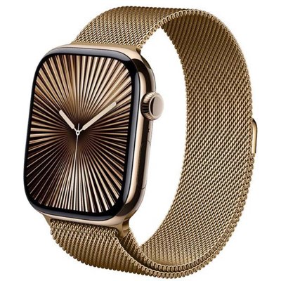  Bracelet pour Watch 44 / 45 / 46 / 49mm Maille Milanaise Magn&eacute;tique Crong Dor&eacute;e