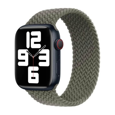 APPLE Bracelet Solo tress&eacute;  Watch  44/45/46/49 mm - Taille 3 - Olive