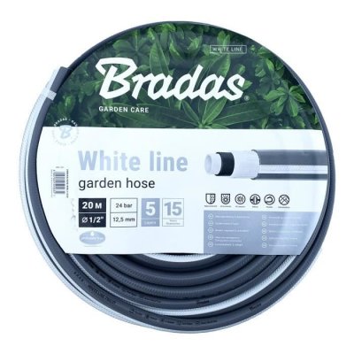 BRADAS  Tuyau d'arrosage WHITE LINE, 1/2', argent/blanc, 20 m