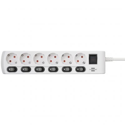 BRENNENSTUHL  1153110126 Power Strip 6 Sockets With Switch 2 M Blanc