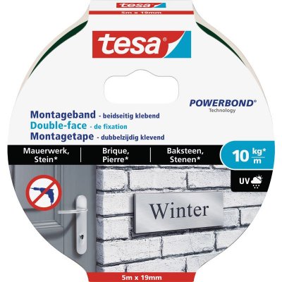 TESA BRICK & STONE 77749-00000-00 Ruban de montage  Powerbond noir (L x l) 5 m x 19 mm