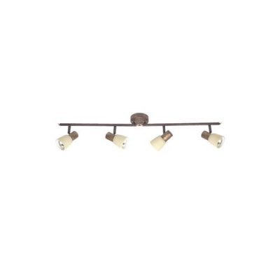 BRILLIANT  plafonnier barre a 4 lumieres luca hauteur 15 cm e14 40w cuivre vieilli et beige