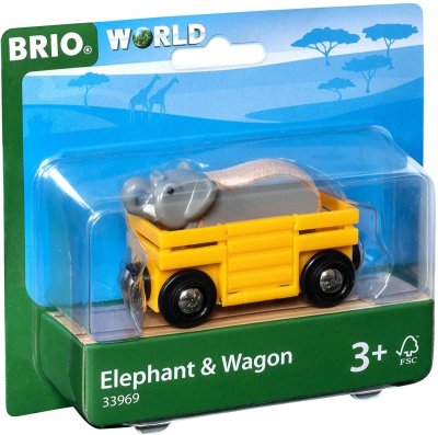 BRIO&reg; WORLD Figurine wagon et &eacute;l&eacute;phant Safari bois 33969